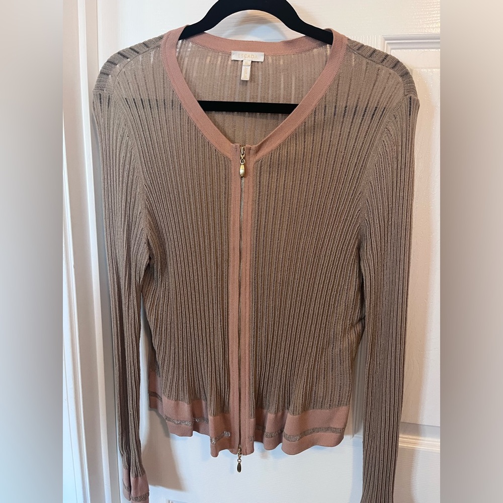 Escada Sheer Ribbed Cardigan